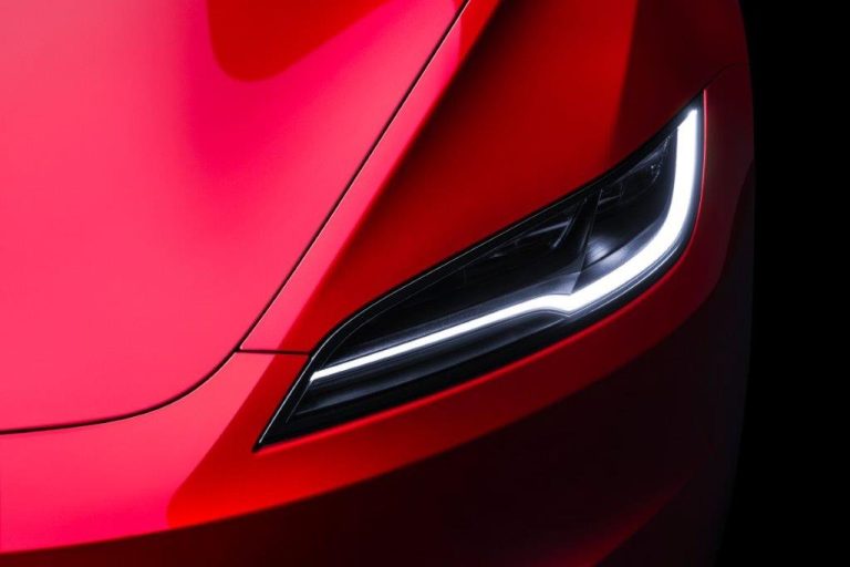 Tesla Model 3 Premium Long Range full operational lease - close-up LED-koplamp