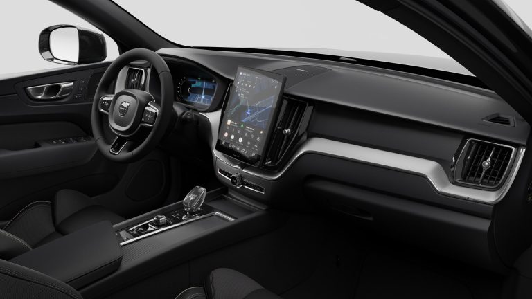 Volvo XC60 lease - dashboard met staand touchscreen en zwarte bekleding