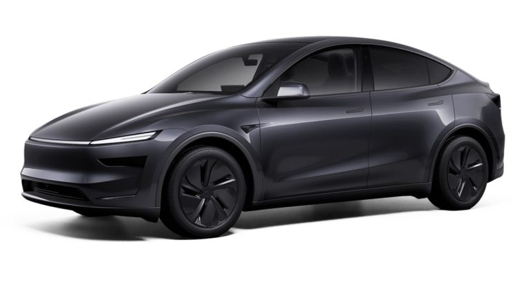 Tesla Model Y leasen - donkergrijze uitvoering voorzijde driekwart aanzicht