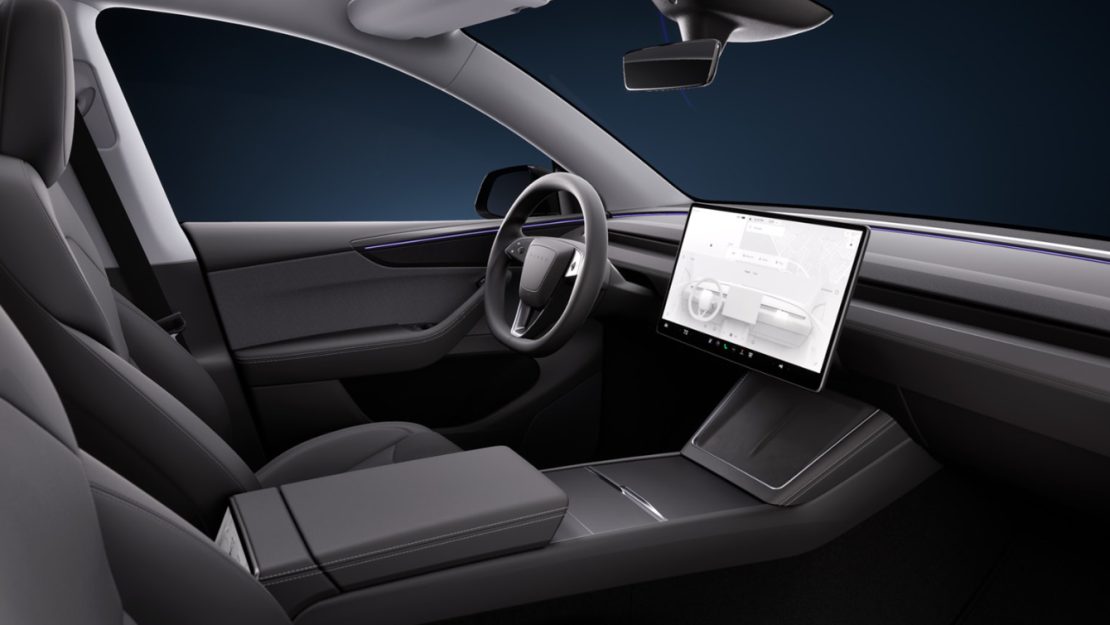 Tesla Model Y lease - interieur met stuur en touchscreen