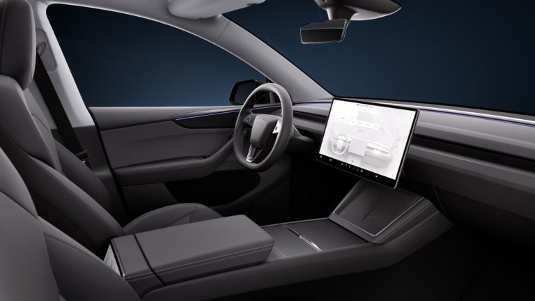 Tesla Model Y lease - interieur met stuur en touchscreen
