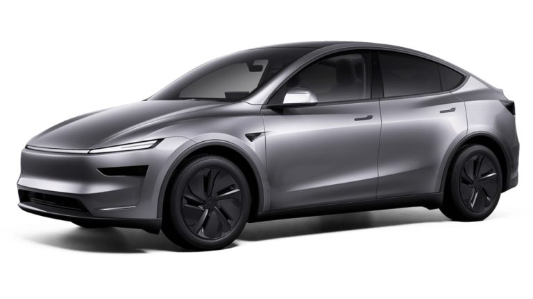 Tesla Model Y lease - grijze uitvoering voorzijde driekwart aanzicht