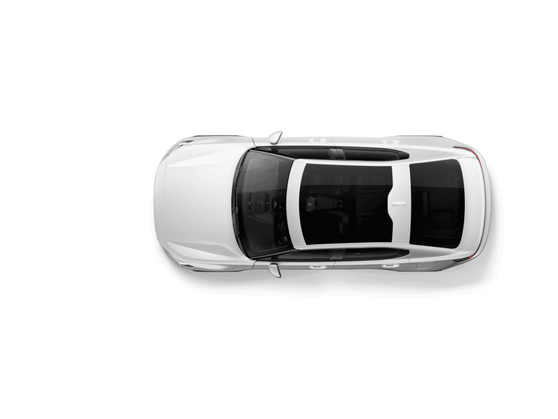 Zakelijke lease Polestar 2 Long Range - vooraanzicht van bovenaf op zwarte studio-achtergrond