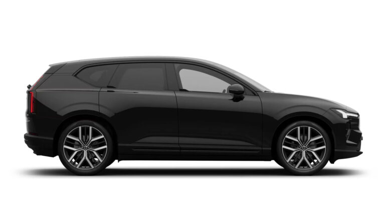 Elektrische Volvo SUV zakelijk rijden - zijaanzicht met lichtmetalen velgen op witte studio-achtergrond