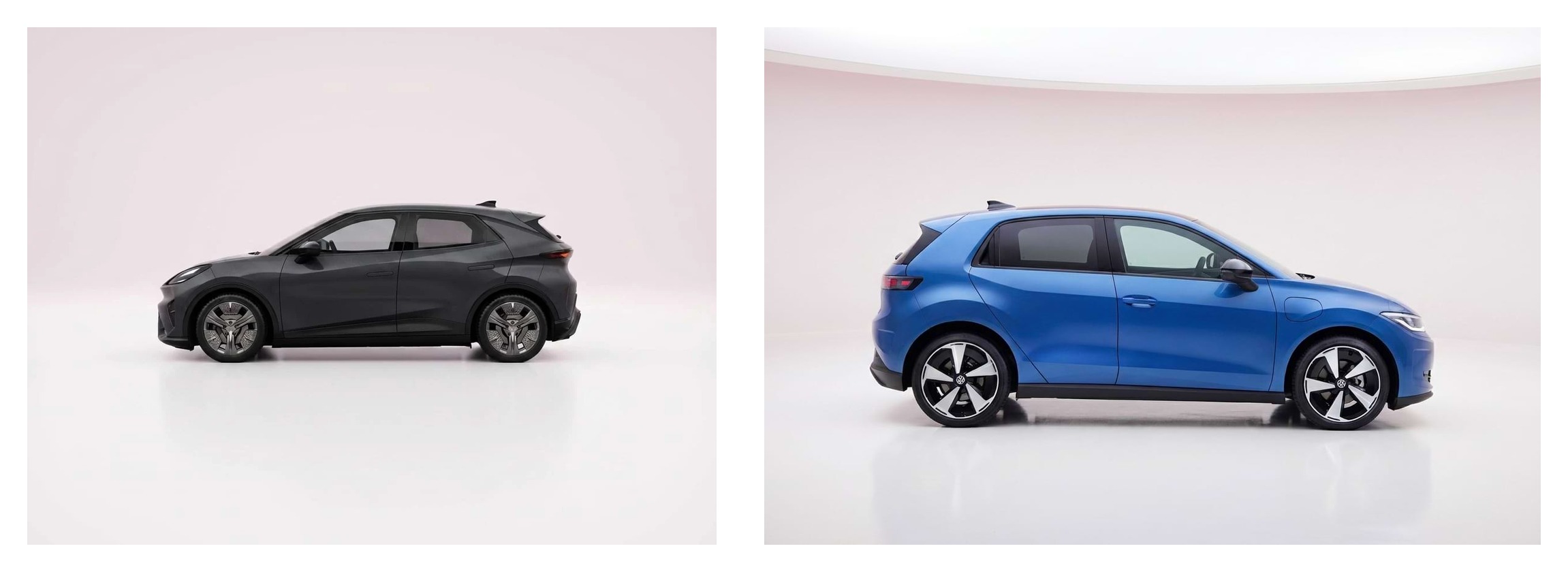 Cupra Raval en Volkswagen ID. Polo naast elkaar in zijaanzicht