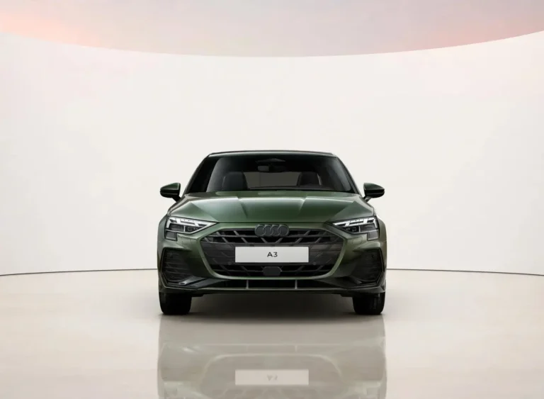 Audi A3 Sportback, vooraanzicht met zwarte singleframe-grille en LED-koplampen